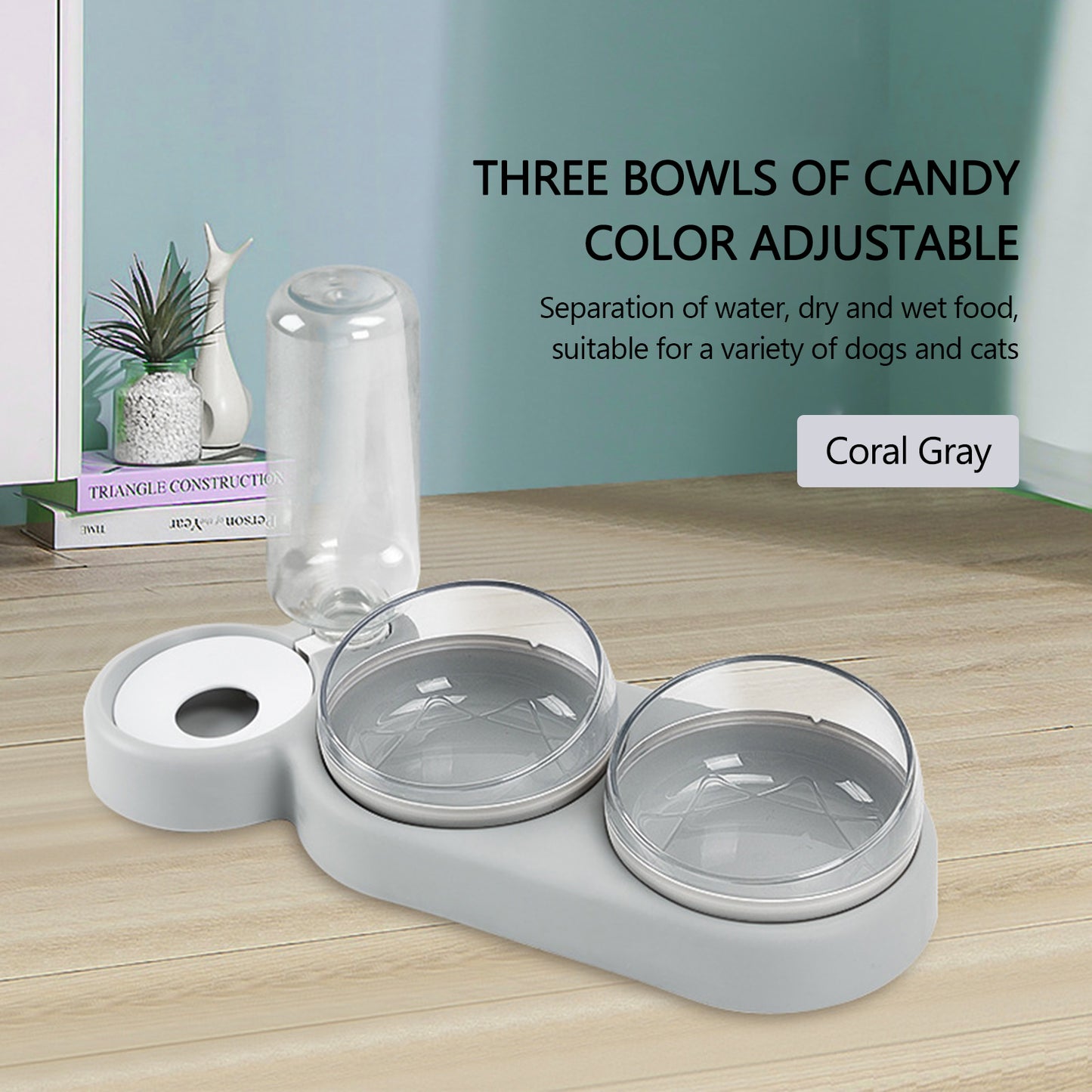 Pet Double Bowls Food Water Feeder